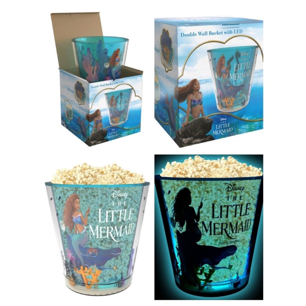 Disney The Little Mermaid 2023 AMC Light up Popcorn Bucket Vessel 130oz NEW